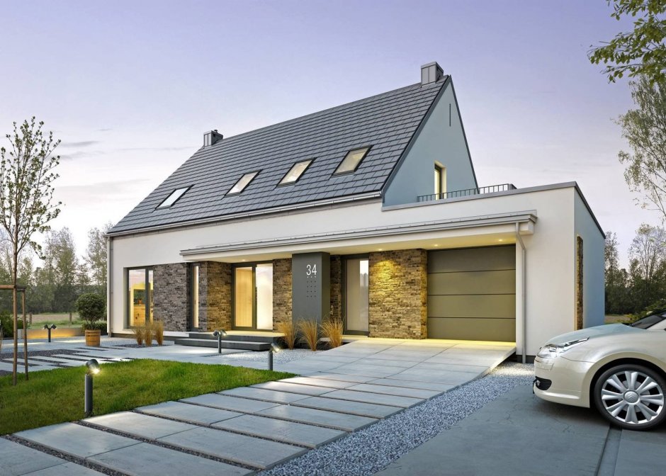 Кирпичный коттедж с гаражом