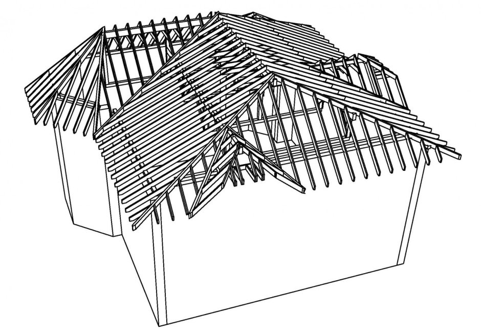 Вальмовая крыша стропильная система ферма