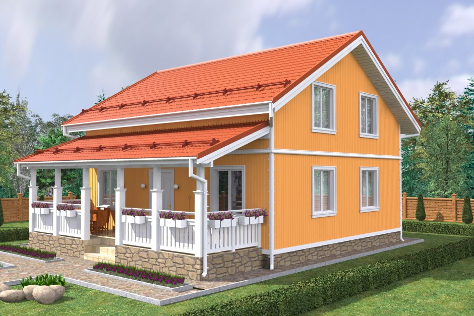 Оранжевый фасад дома