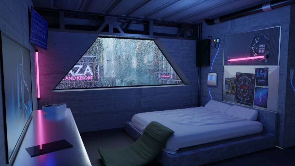 Cyberpunk 2077 мотель комната