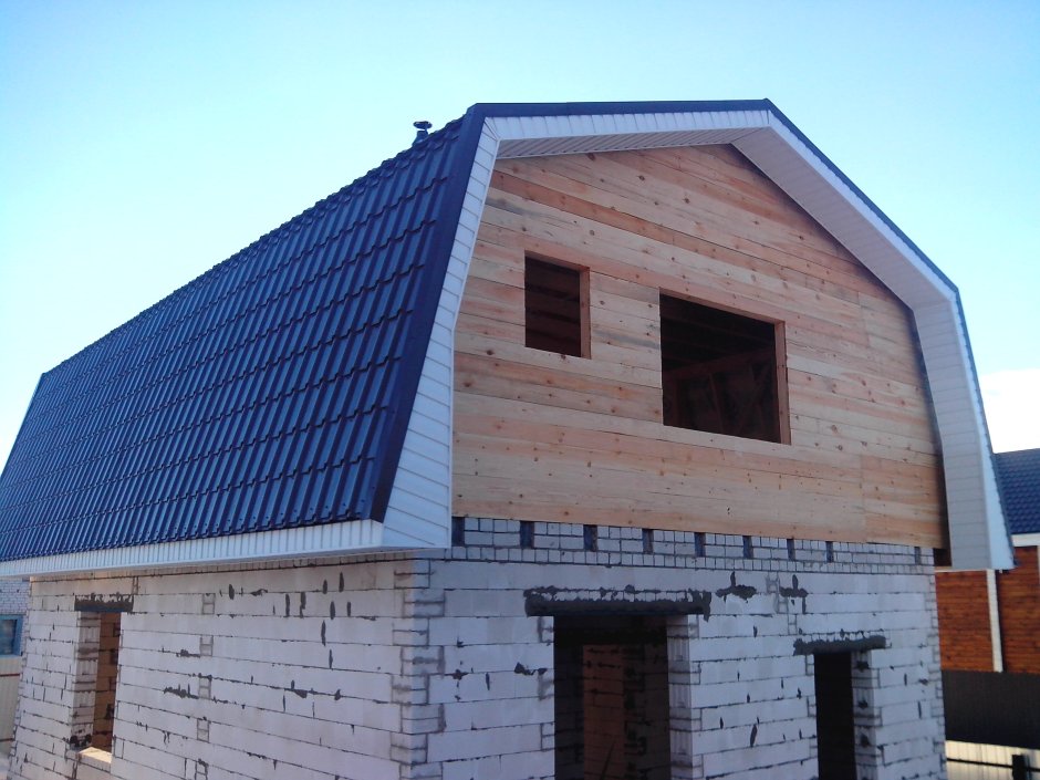 Проекты домов из газобетона с ломаной крышей