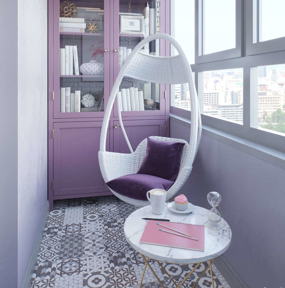 Подвесное кресло фиолетовое