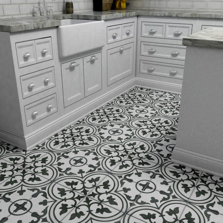 Artea 9.75" x 9.75" Porcelain field Tile in Black/White