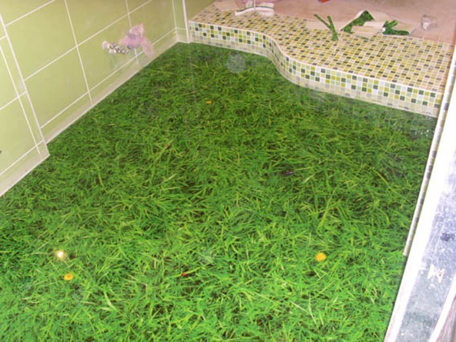 Травяной пол в комнате