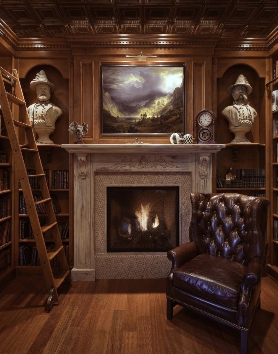 Old Room Fireplace and books