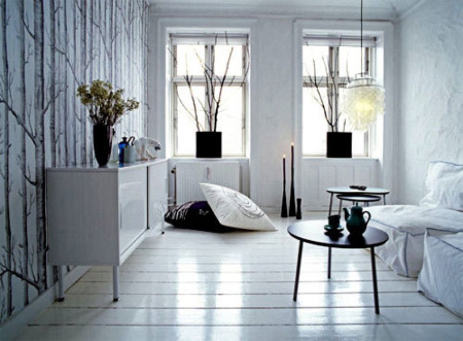 Квартира в скандинавском стиле с белым полом
