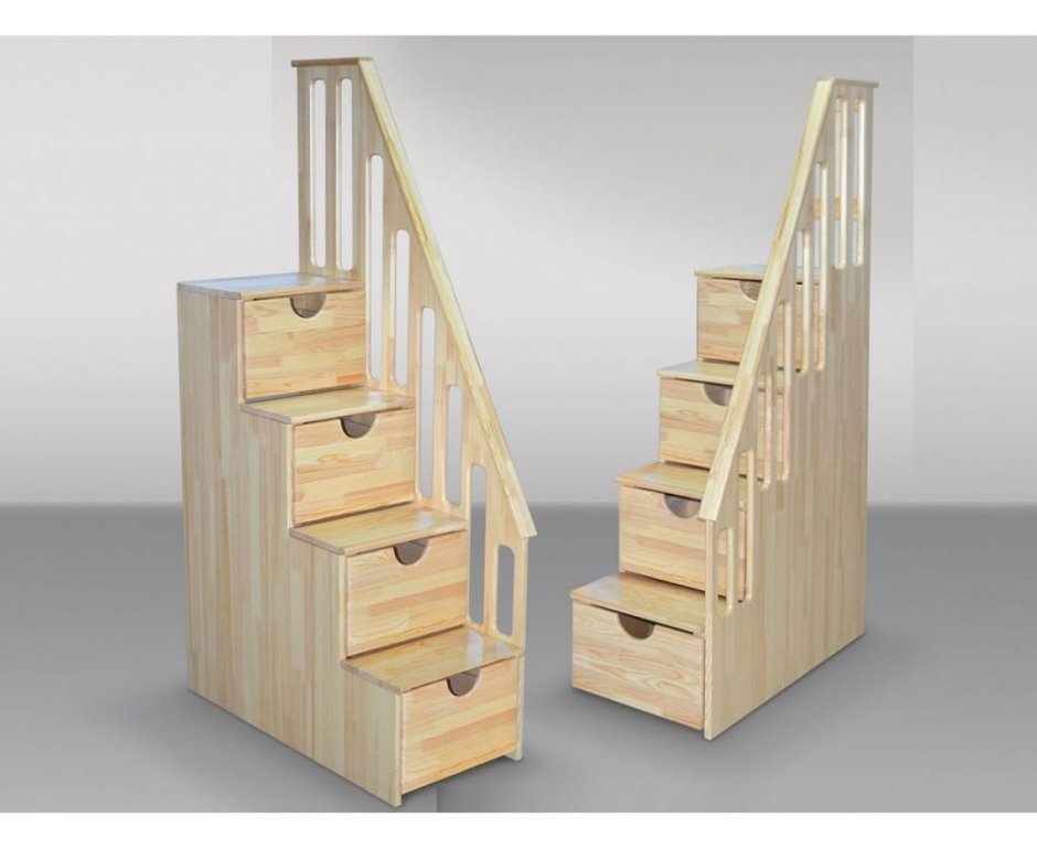 Лестница с выдвижными ящиками в ступеньках