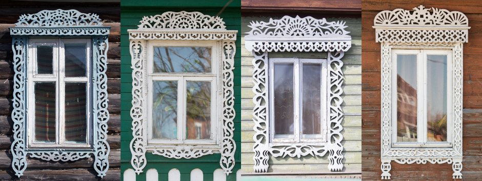 Окна с резными наличниками в Коломенском