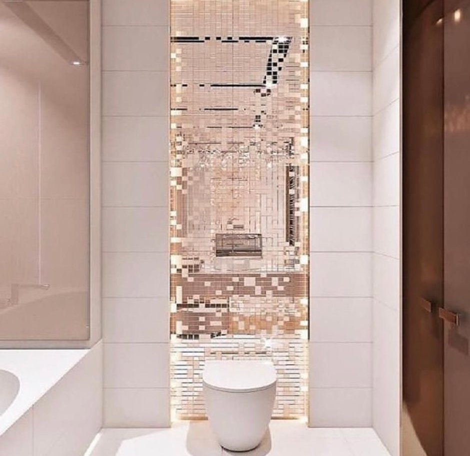 Зеркальная мозаика в интерьере ванной