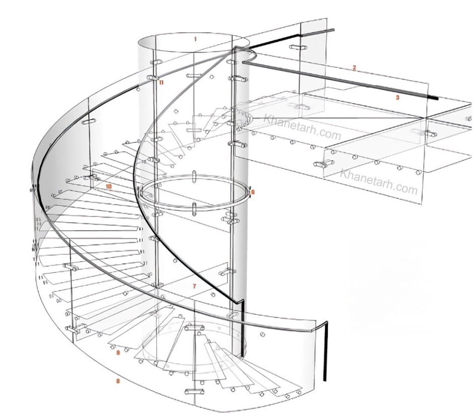 Металлокаркас винтовой лестницы чертежи
