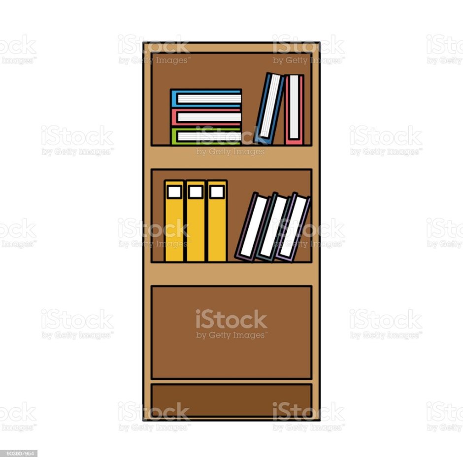 Белый книжный шкаф без фона