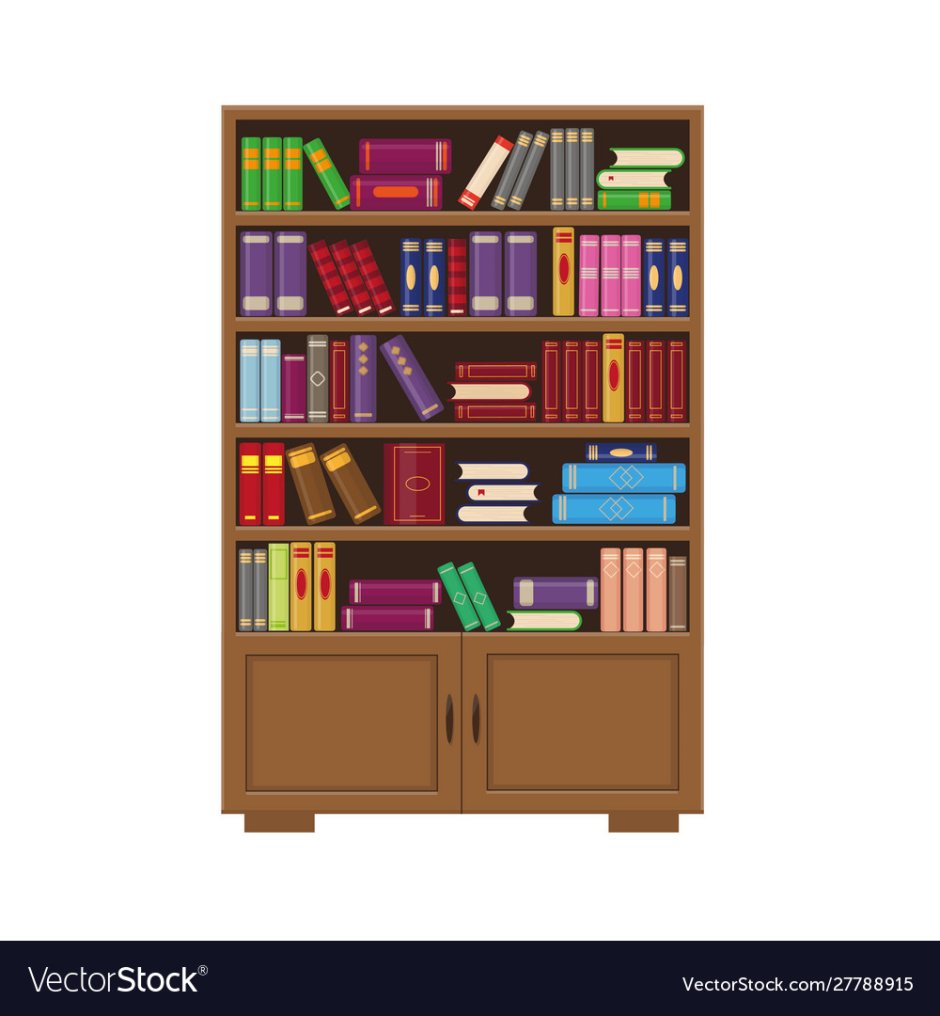 Шкаф с книгами на белом фоне