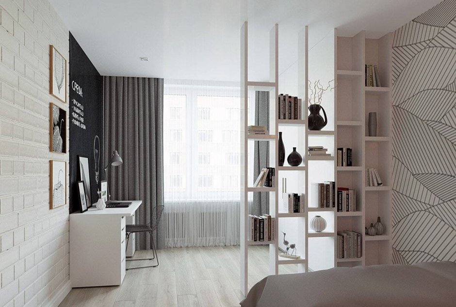 Перегородка из гипсокартона с полками