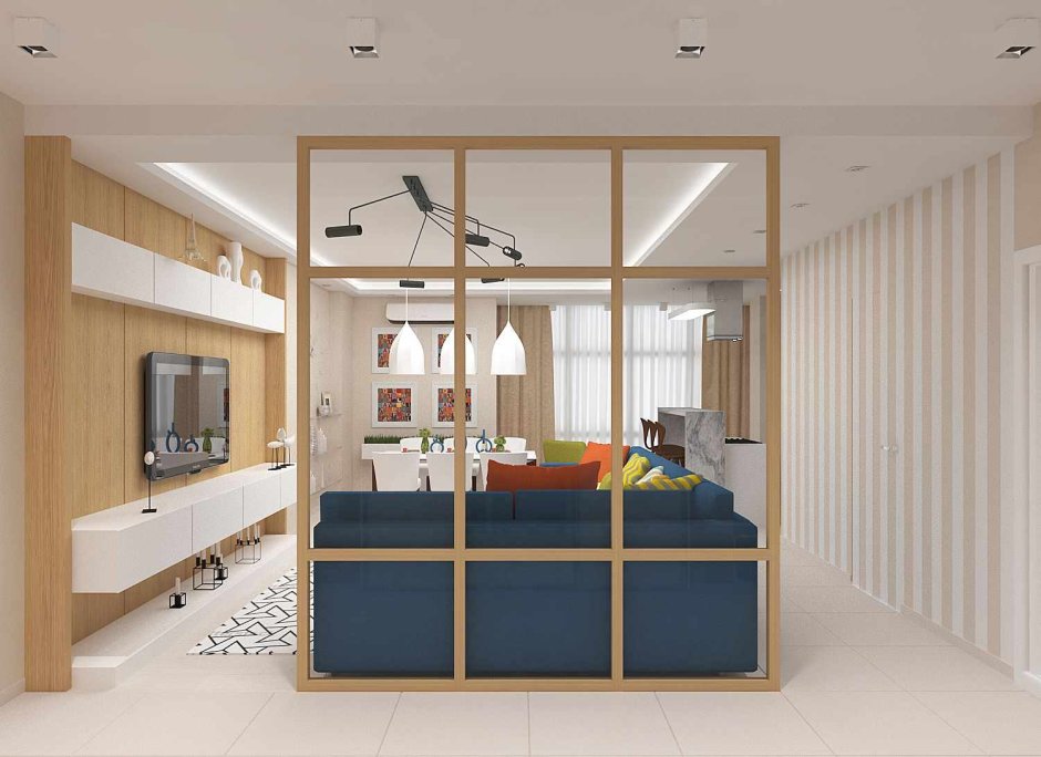 Перегородка между коридором и гостиной