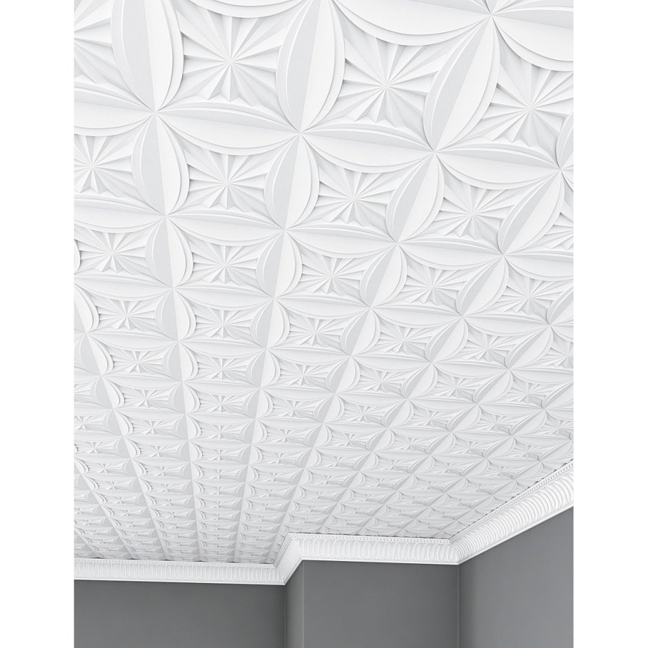 Плитка потолочная бесшовная полистирол белая Формат Лувр 50 x 50 см 2 м