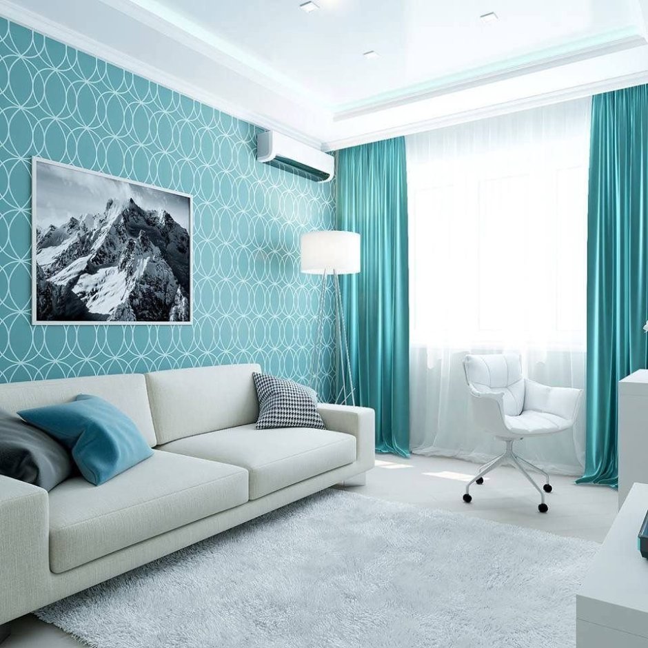 Серо голубые стены