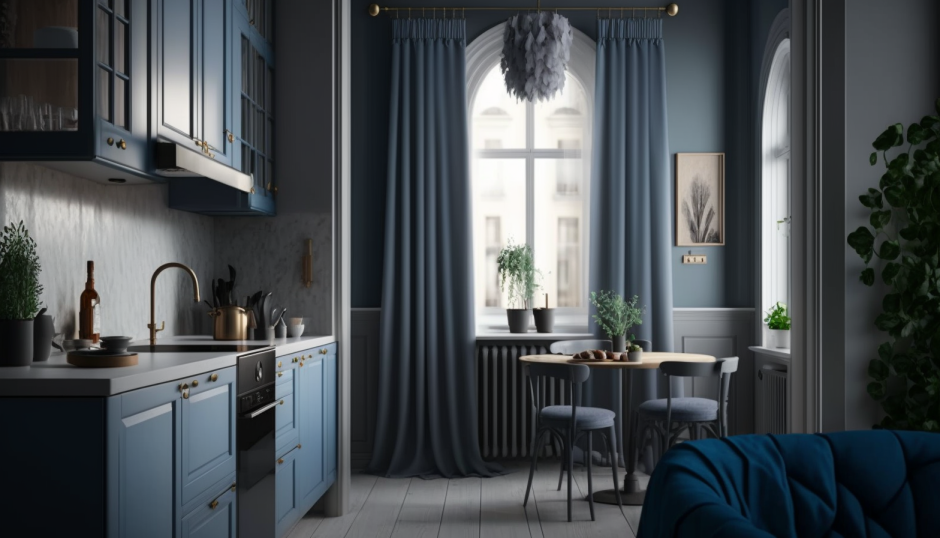 Классический интерьер в синих тонах