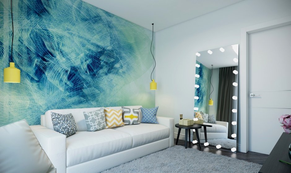 Спальня в бирюзовых тонах