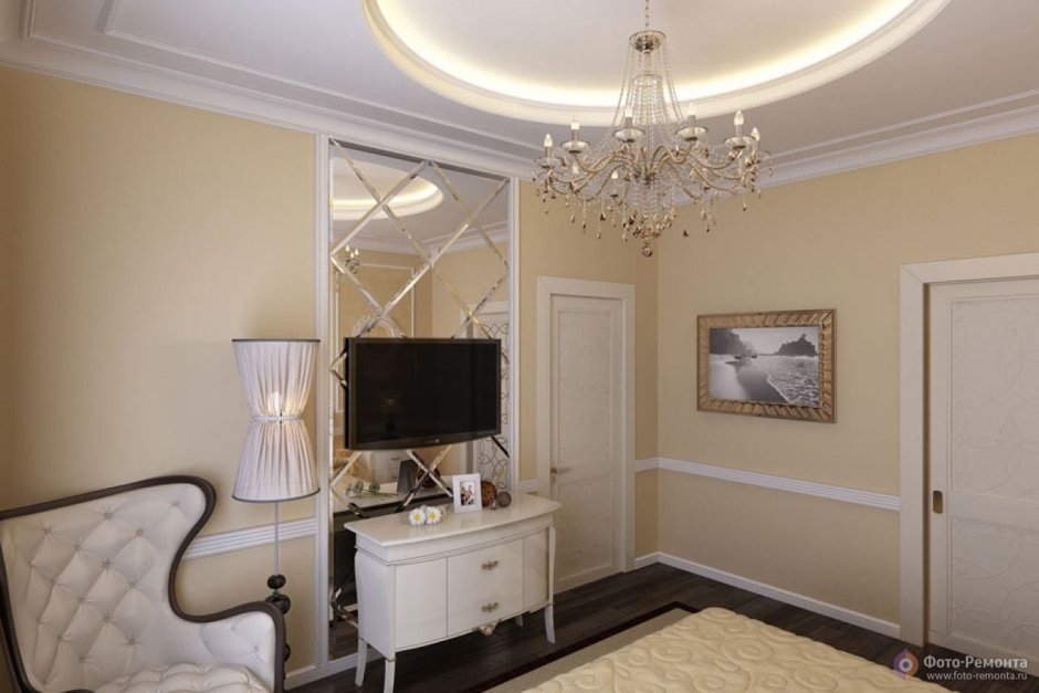 Отделка стен молдингом в гостиной