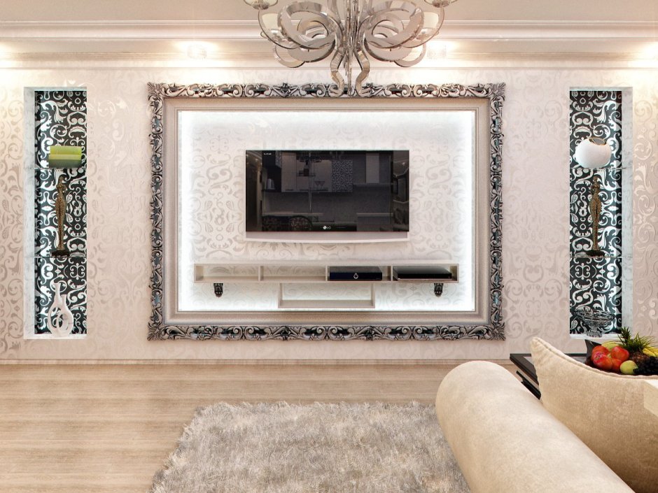 Рамки в гостиной для телевизора