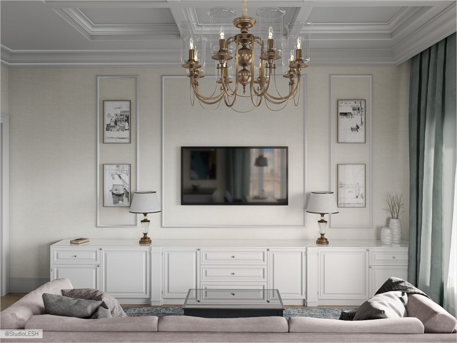 Стены в классическом стиле с молдингами