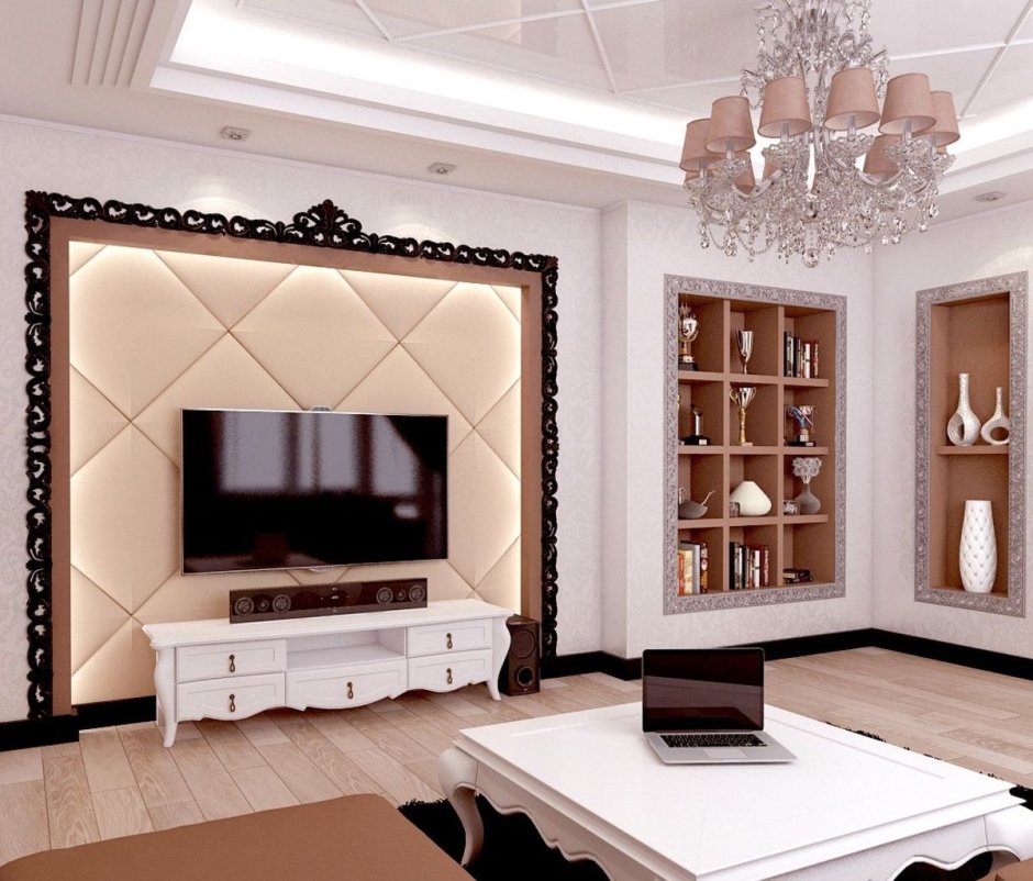 Телевизор в гостиной классического стиля