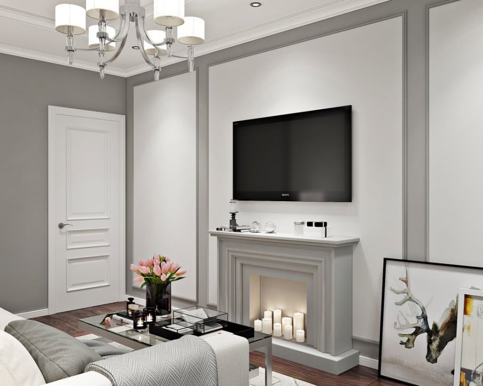 Белый камин Неоклассика Неоклассика