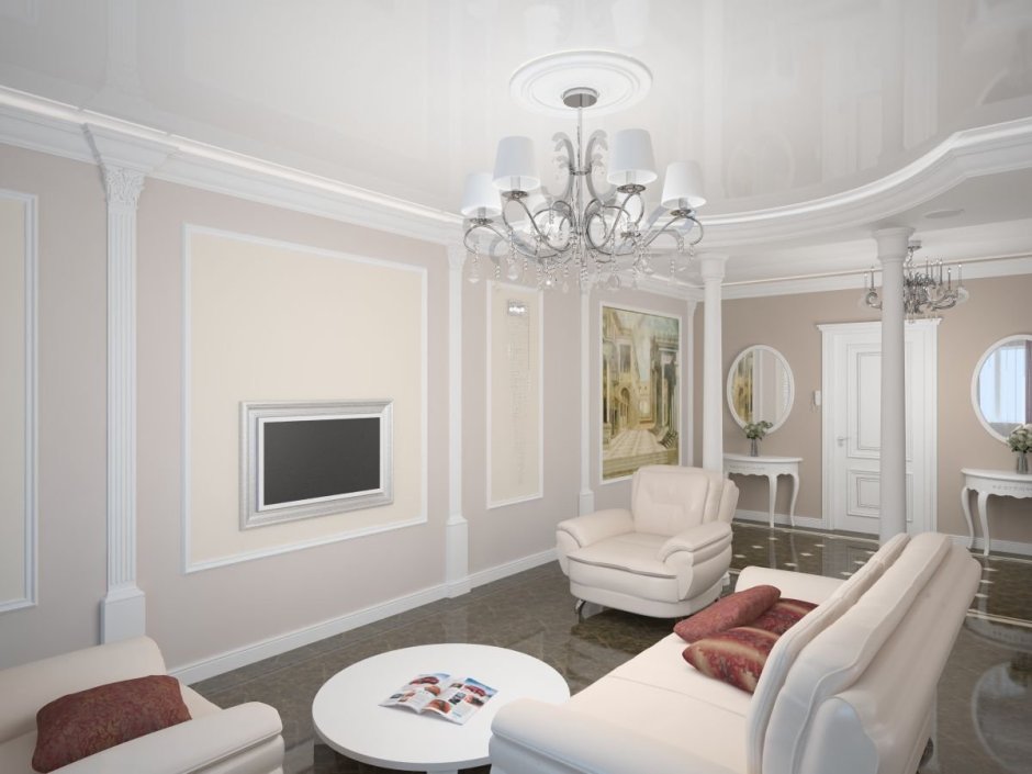 Полуколонны в интерьере гостиной Неоклассика