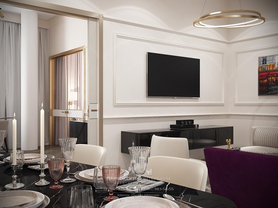 ТВ зона с молдингами