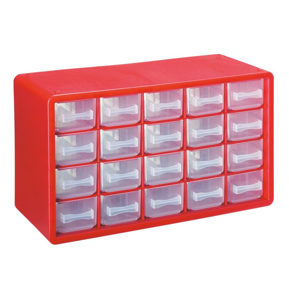Органайзер шкаф с 20 ящиками красный Lux-Tool