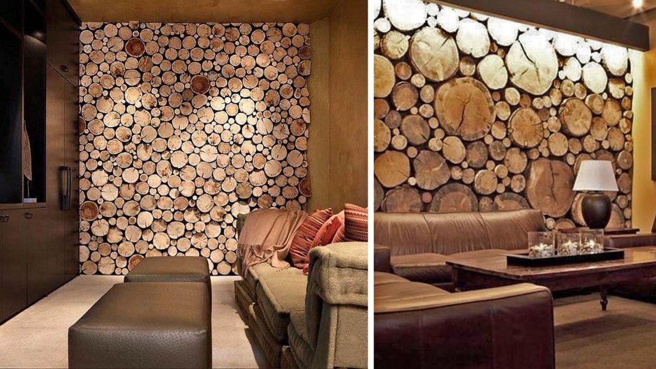 Обшивка стен из спила