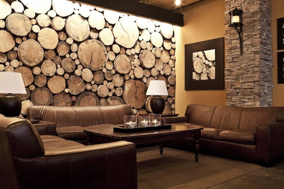 Декор стен деревом