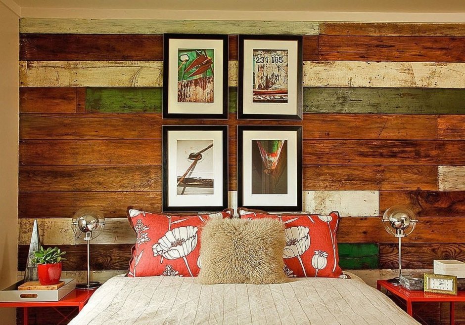 Ламинат на стене в интерьере