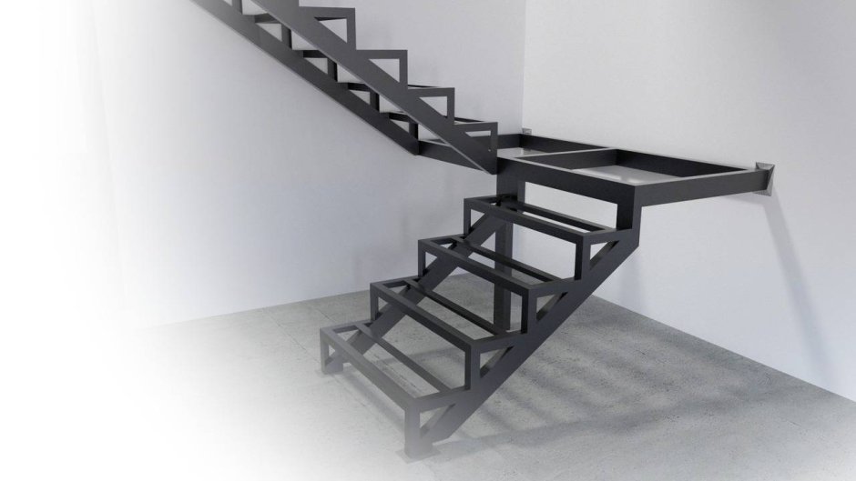 Ступени косоур из профильной трубы 40 40