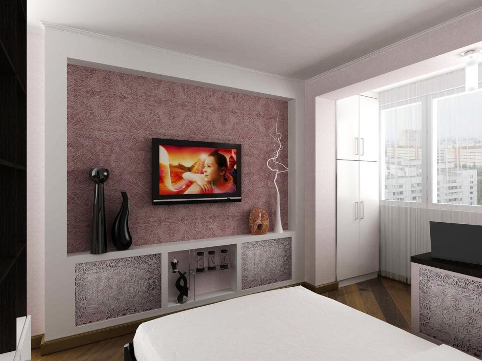 Выделение зоны телевизора в спальне