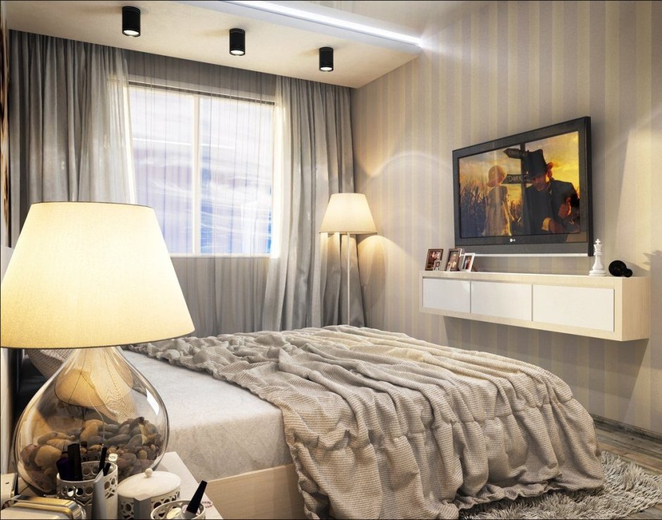 Телевизор на потолке в спальне