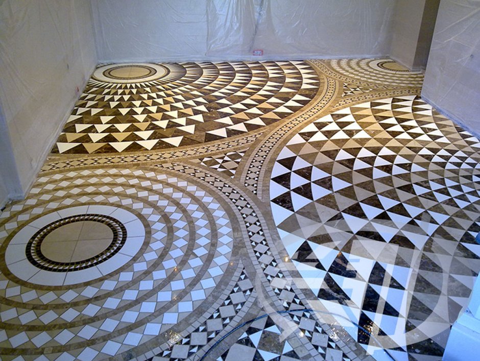 Мраморный мозаичный пол