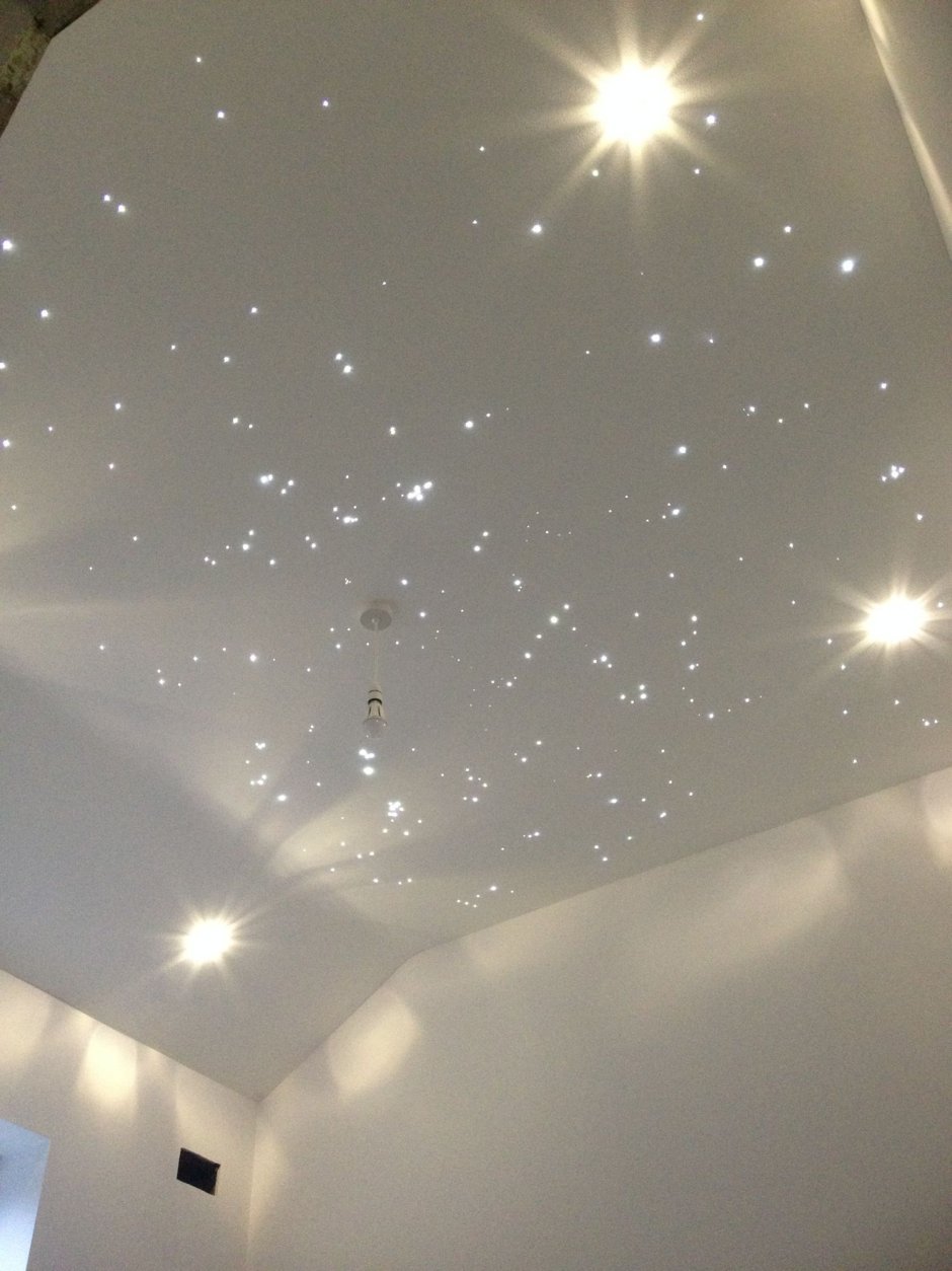 Натяжной потолок звездное небо белый