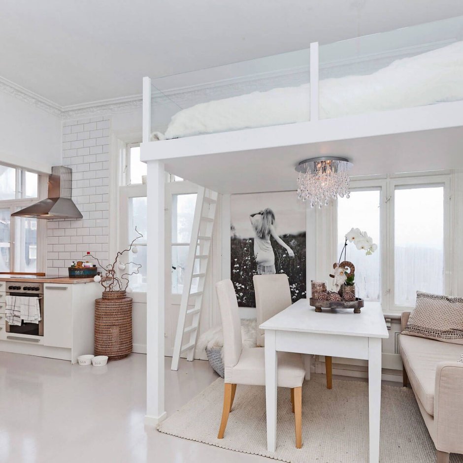 Квартира студия планировка спальня наверху