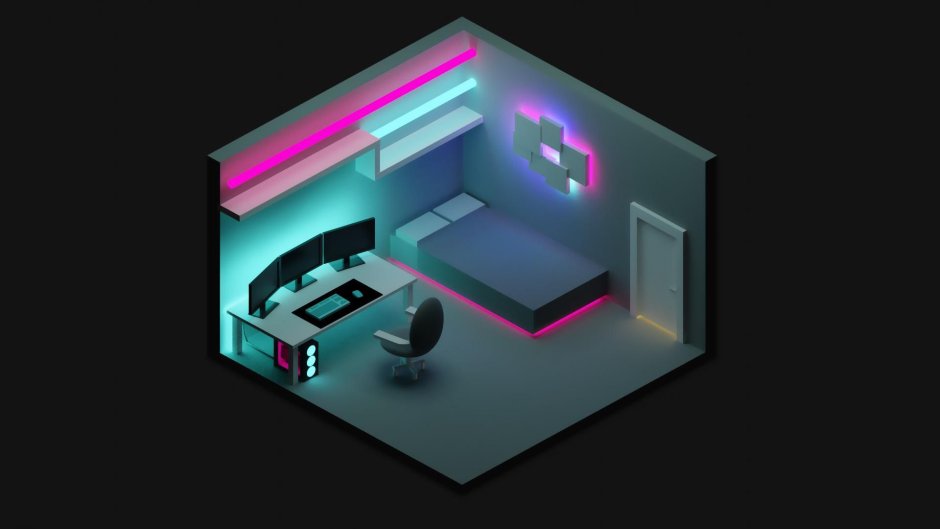 3d isometric Room гейминг