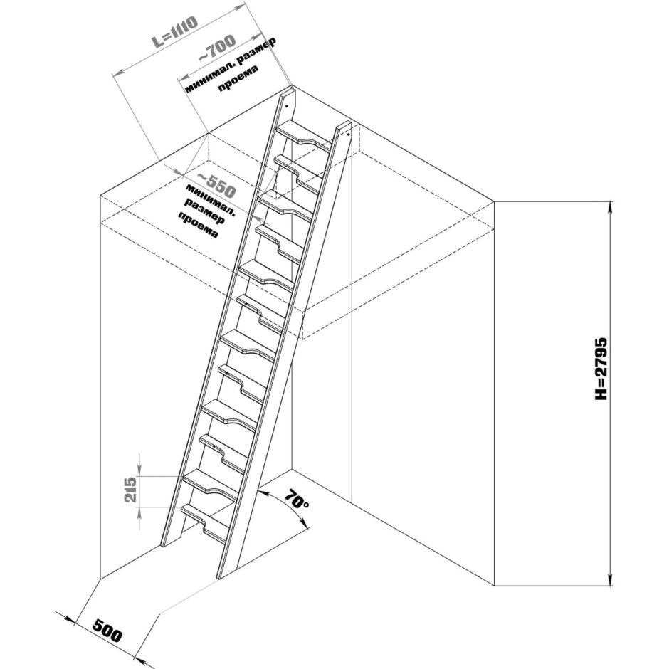Лестница приставная 3м чертёж