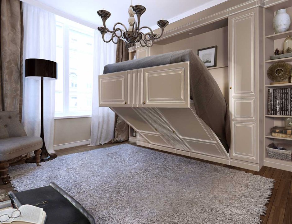 Гостиная со встроенной кроватью