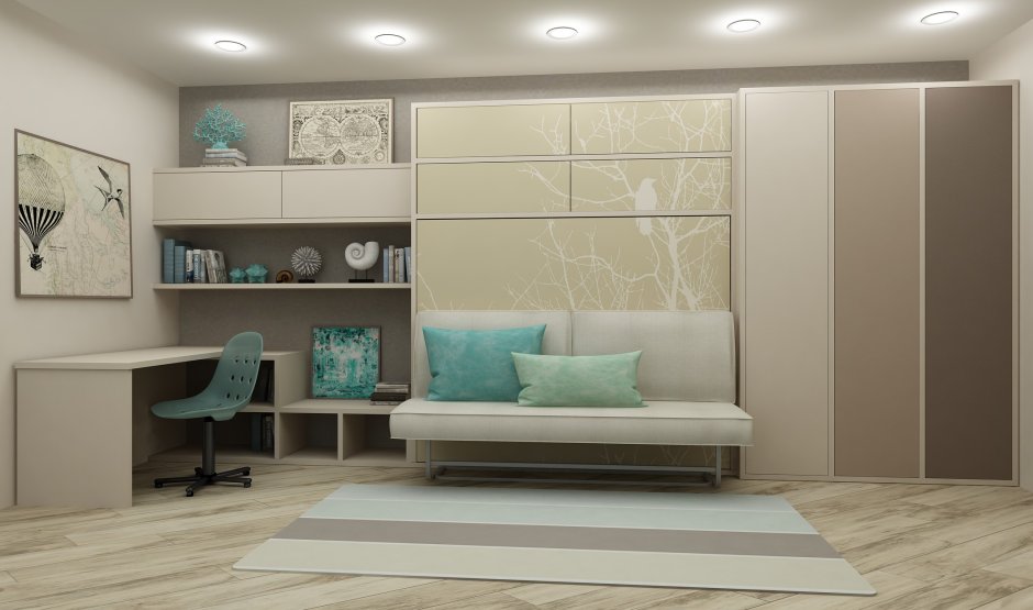 Встроенный диван в стенку