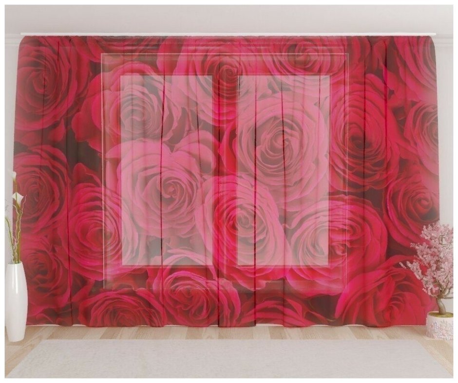 Шторы с красными розами