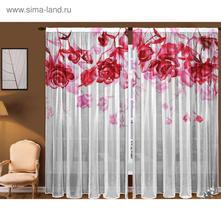 Красная тюль на кухню