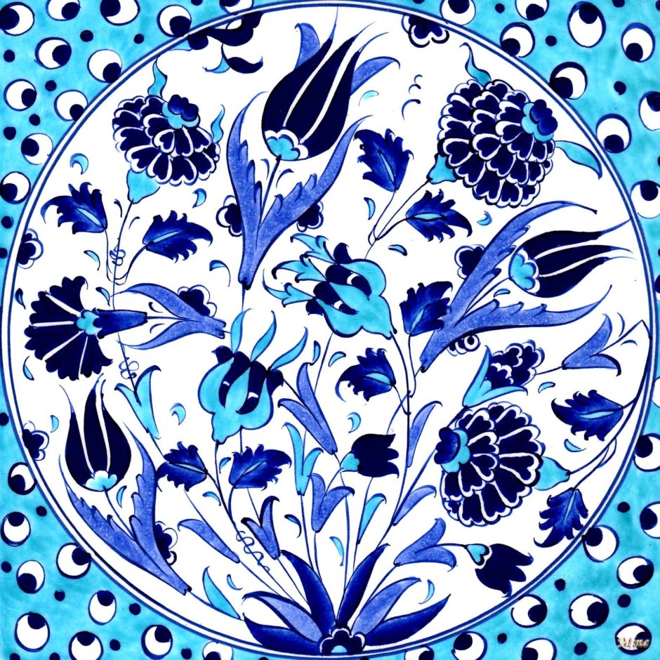 Турецкий тюльпан орнамент синий
