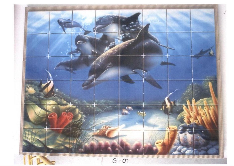 Плитка лазурь панно Аква дельфины 75х105