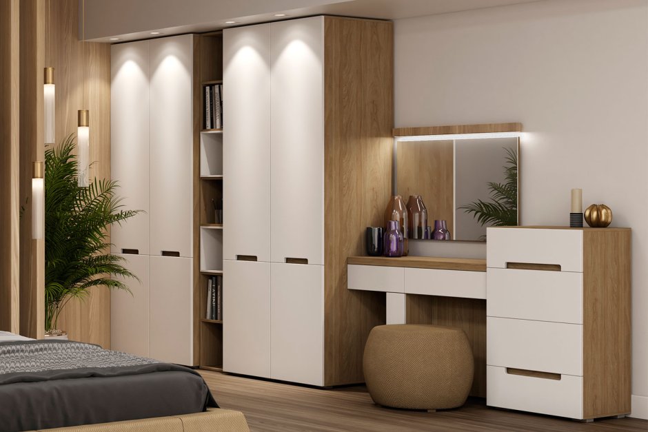 Встроенный шкаф с комодом