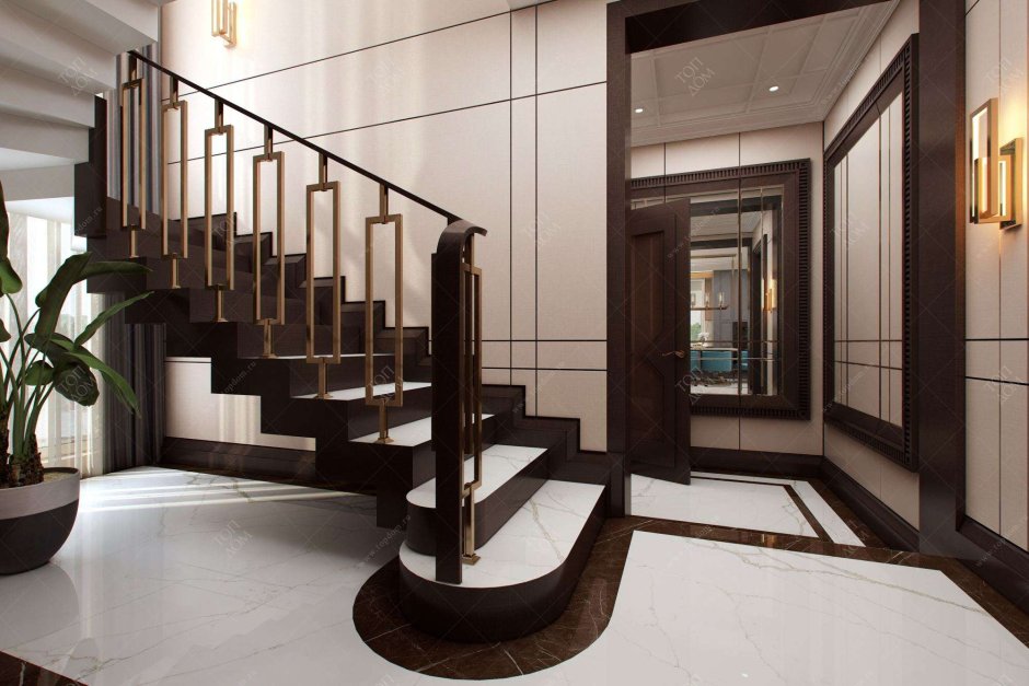 Перила для лестницы в таунхаусе