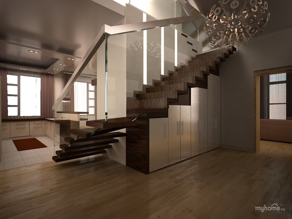 Лестница на второй этаж в таунхаусе